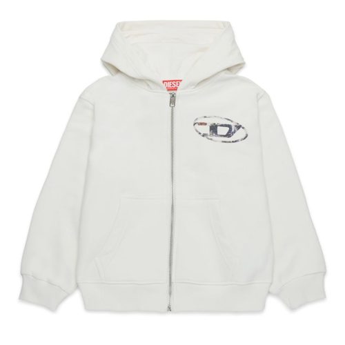 DIESEL • Felpa con cappuccio e logo Oval D Planet Camouflage