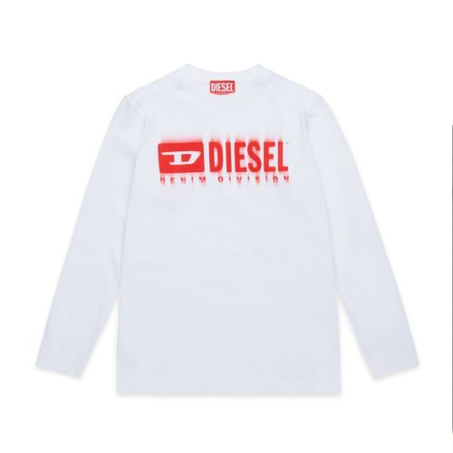 DIESEL • T-shirt a manica lunga con logo a contrasto
