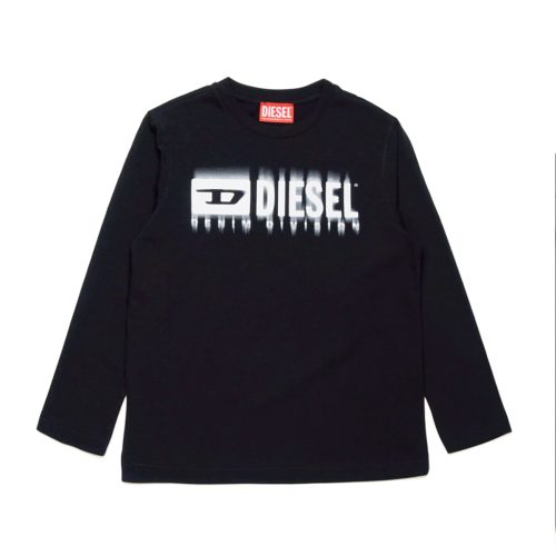 DIESEL • T-shirt a manica lunga con logo a contrasto
