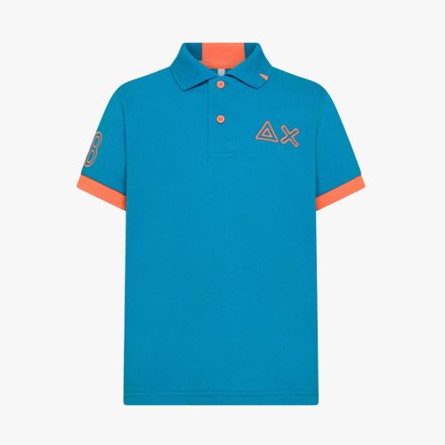 SUN68 • Polo con logo e profili fluo